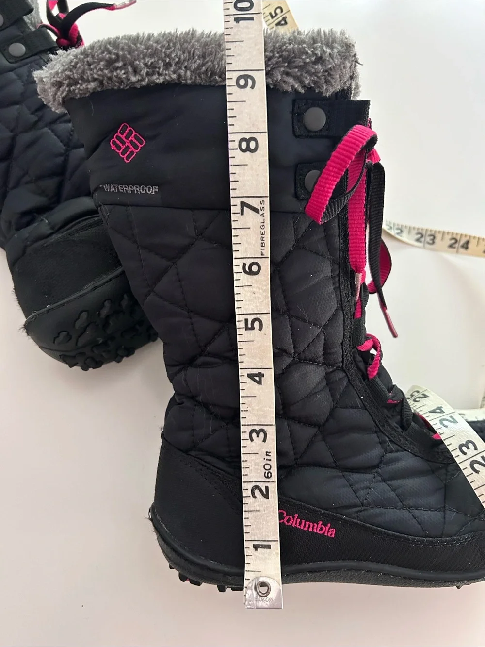 Columbia Black and Pink Winter Lace Up Boots